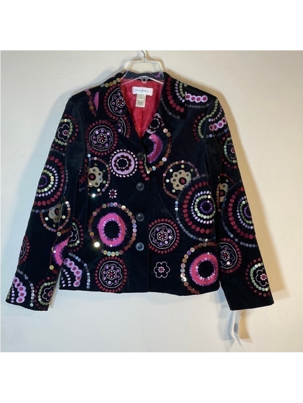 Susan Bristol Floral Embroidered Hand Crafted Velvet Jacket. 12. NWT. $228!